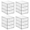 mDesign Plastic 3 Drawer Stackable Organizer for Bathroom Storage, 4 Pack, Clear